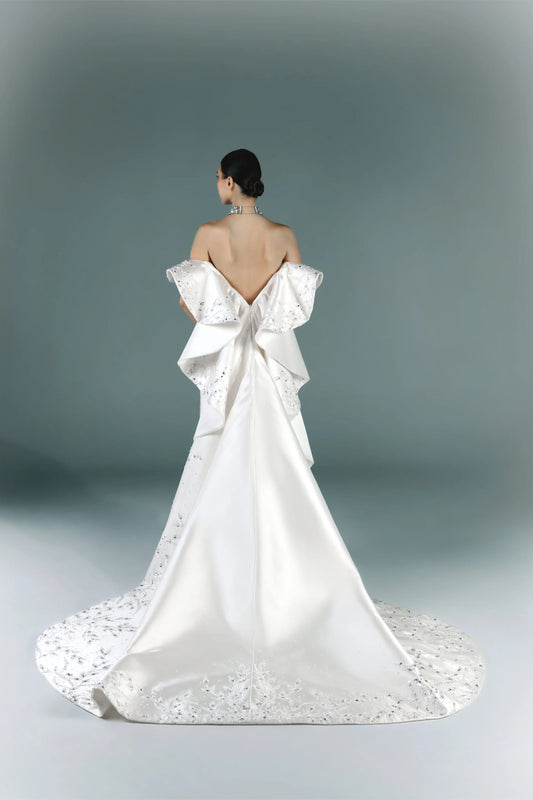 Off-Shoulder Bridal Mikado Dress