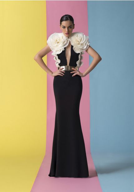 Rosette Shoulder Gown
