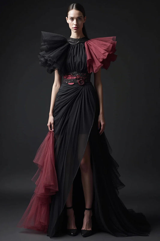 Short Flared Sleeve Gown