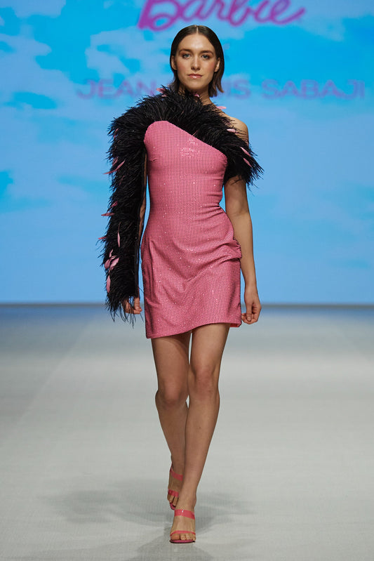 Rhinestones and Feathered Mini Dress