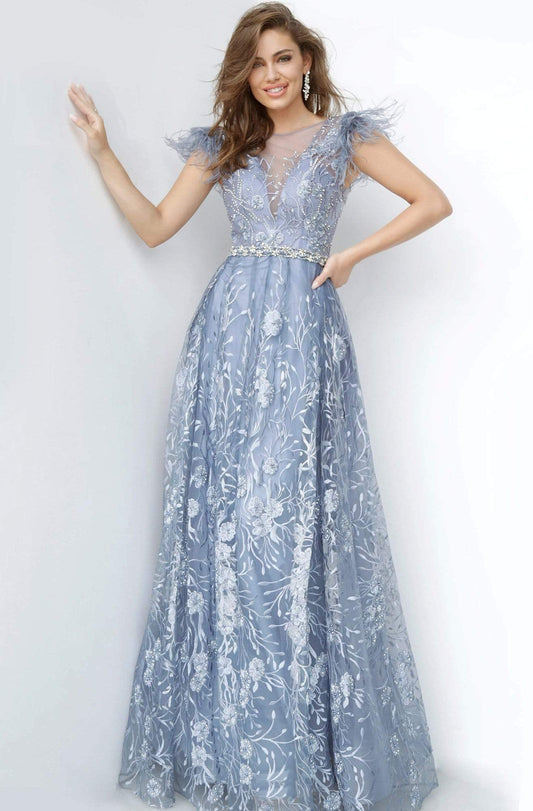 Embroidered Maxi Evening Gown