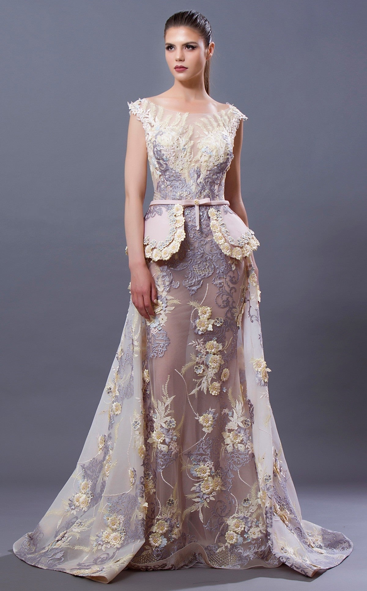 Cap Sleeve Full Illusion Back Gown