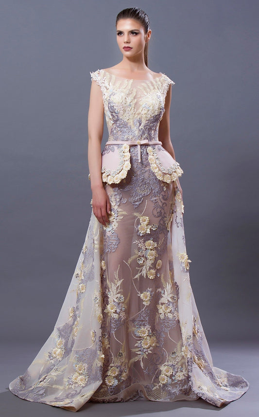 Cap Sleeve Full Illusion Back Gown
