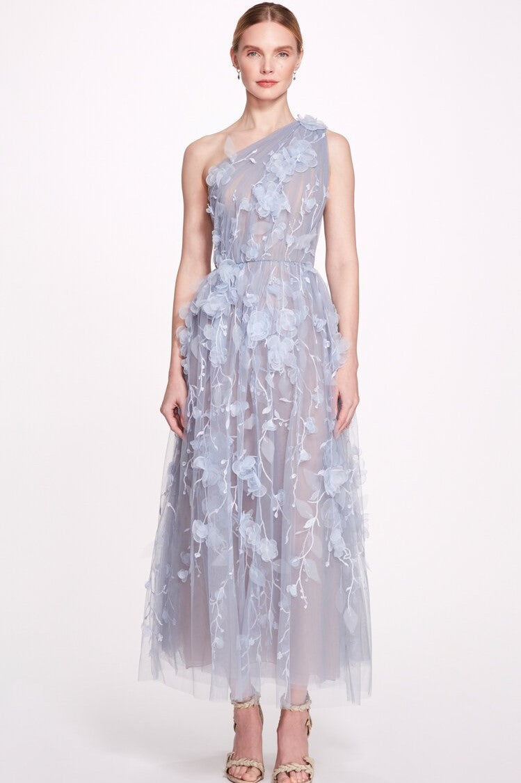 One Shoulder Tea-Length Dress