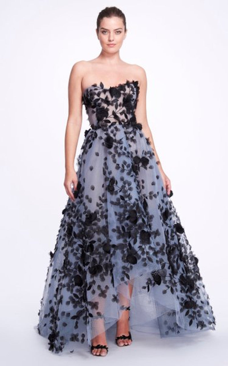 Strapless Applique Gown