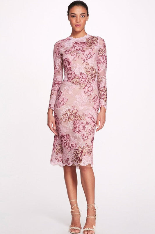Long Sleeve Needlepoint Embroidered Dress