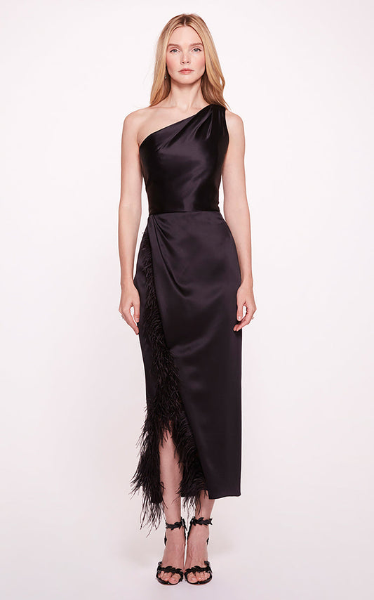 Sleeveless Feather-Trimmed Dress