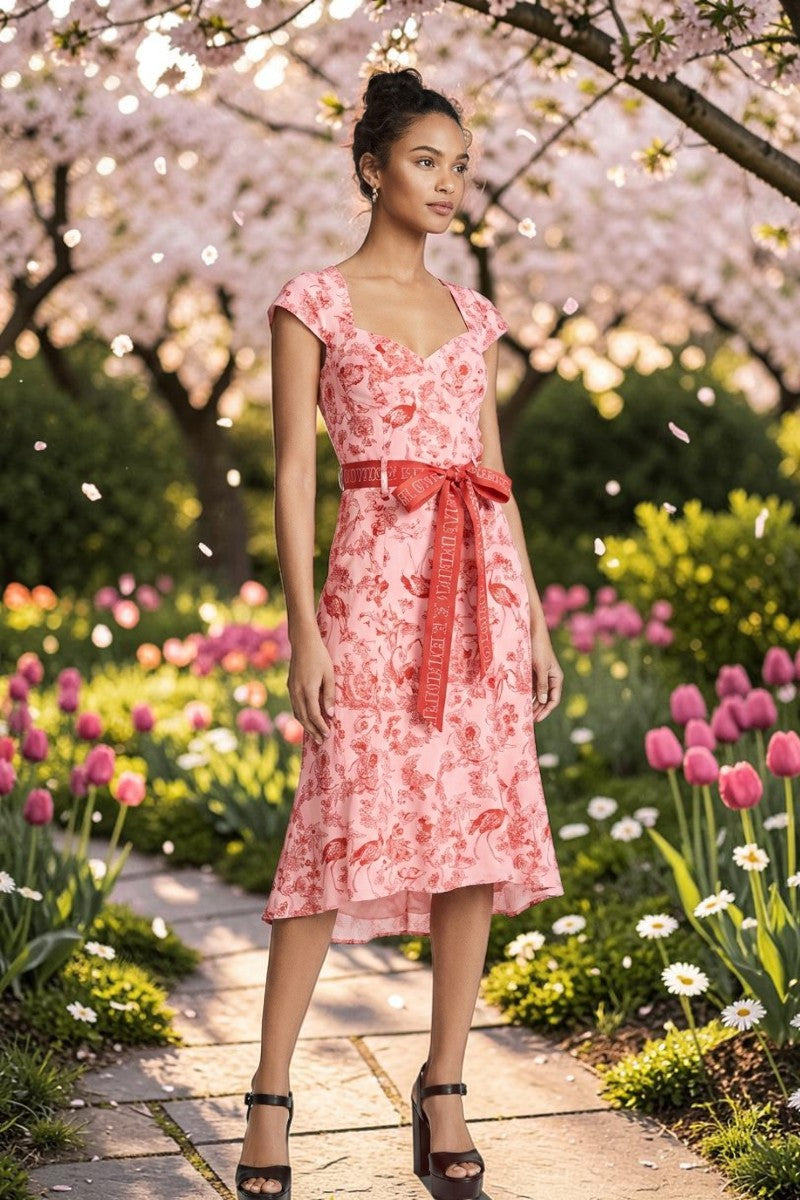 Cap Sleeve Floral Dress