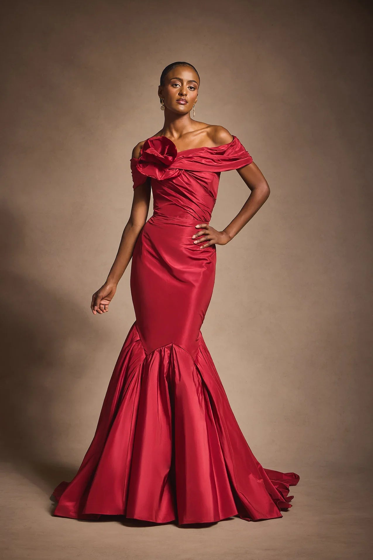 Off-Shoulder Fishtail Gown