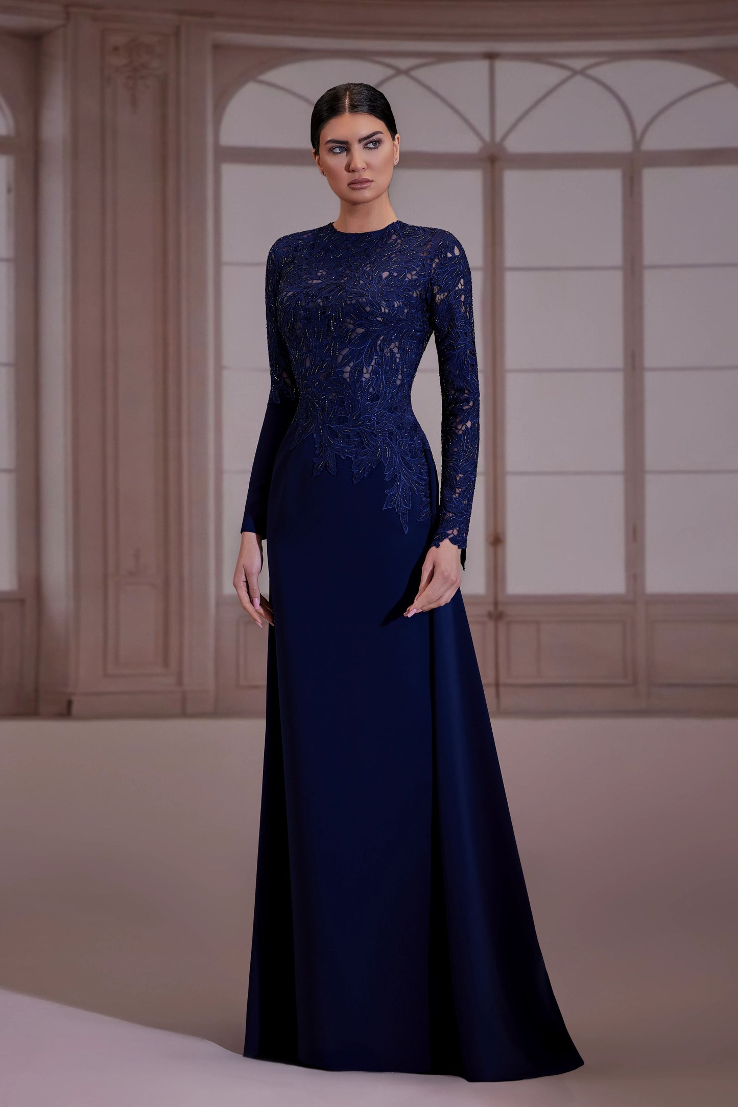Navy Blue Long Sleeve Dress
