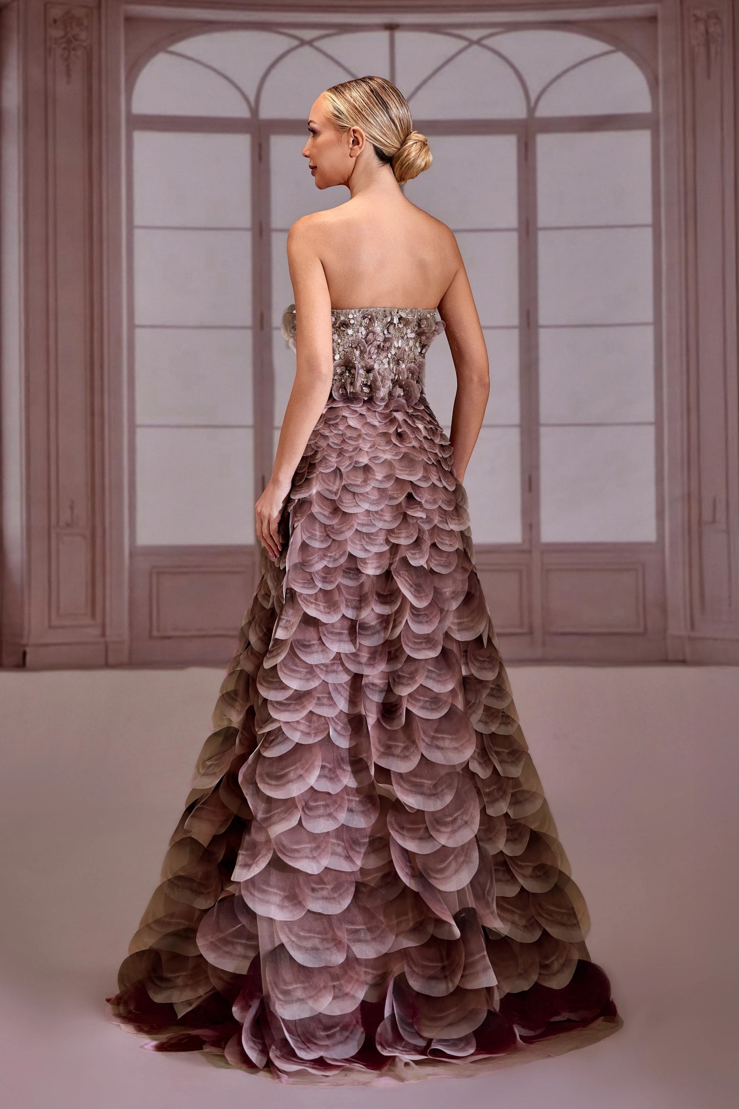 Pink Strapless Beaded Dress