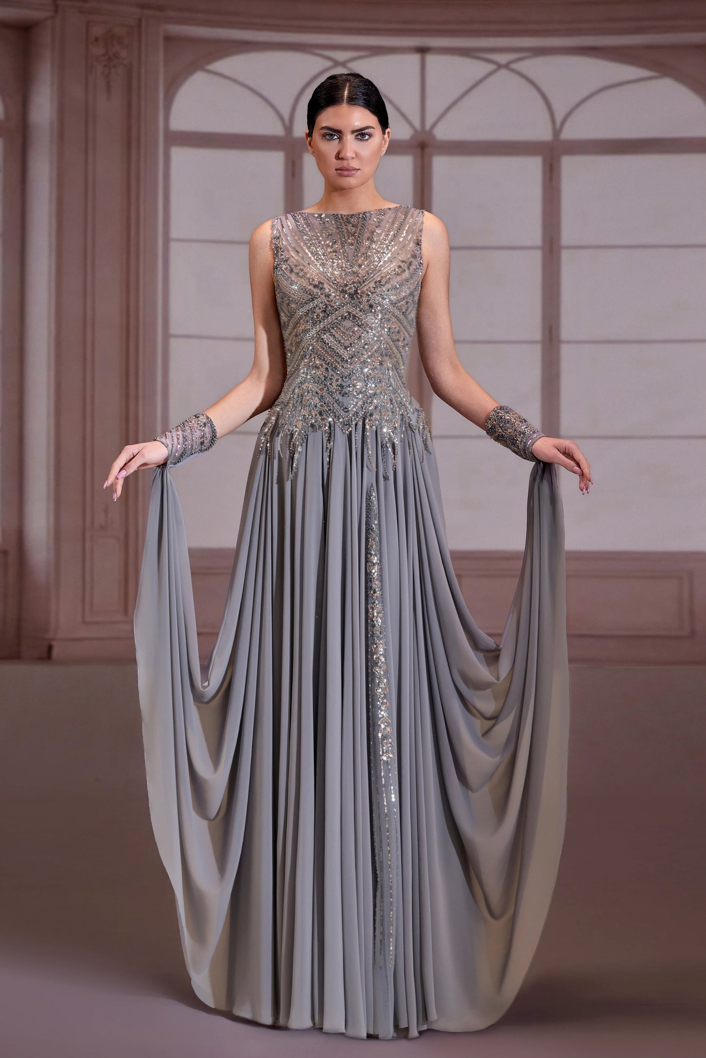 Silver Illusion Sleeveless Dress