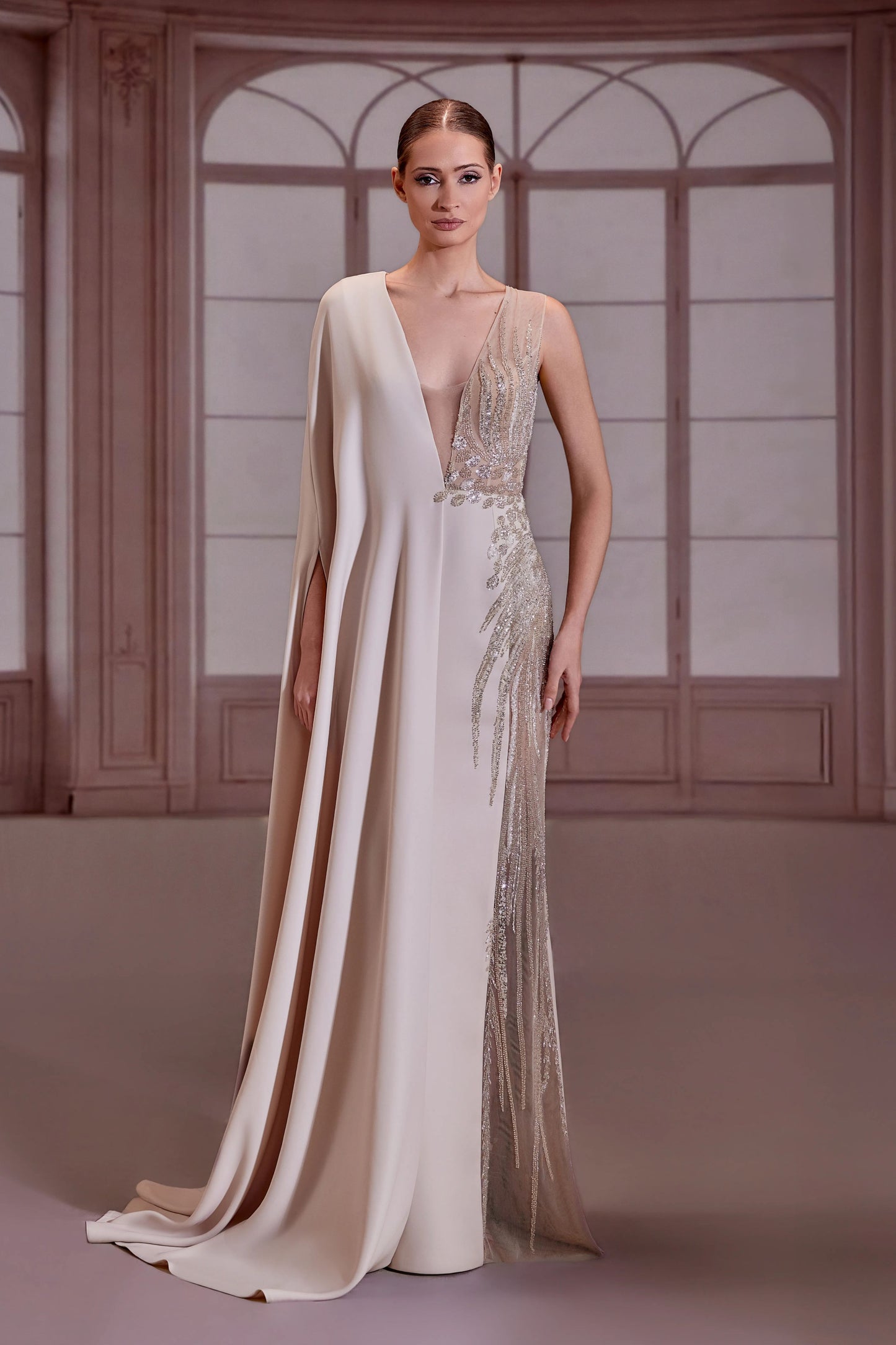 Champagne-Beige Column Dress