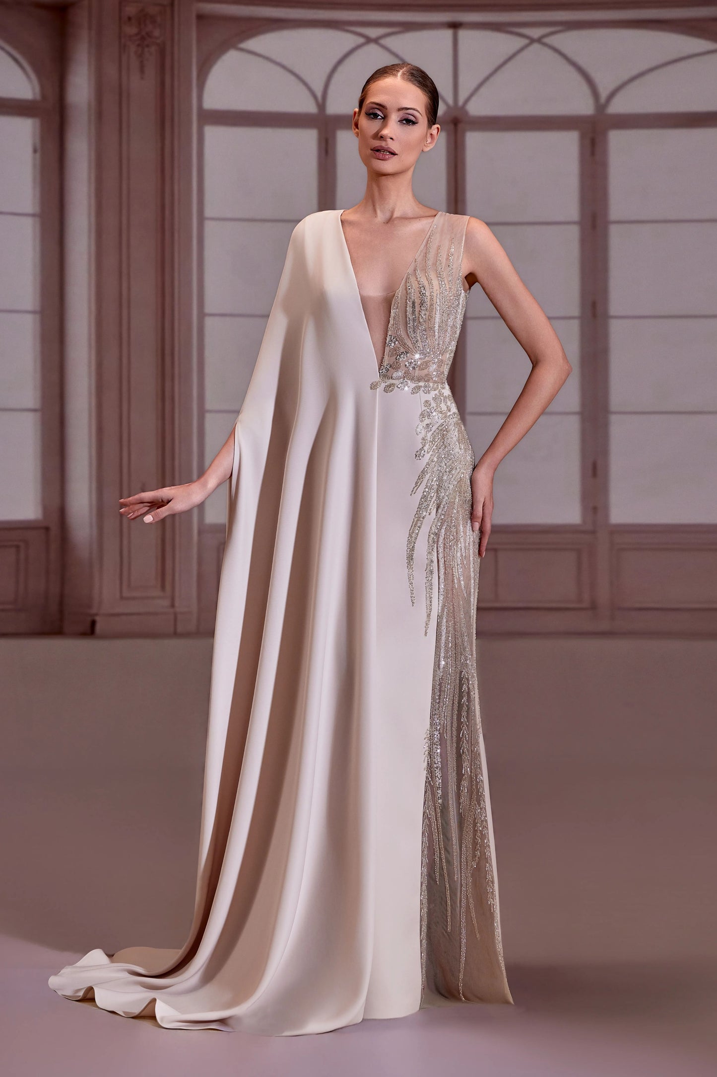 Champagne-Beige Column Dress
