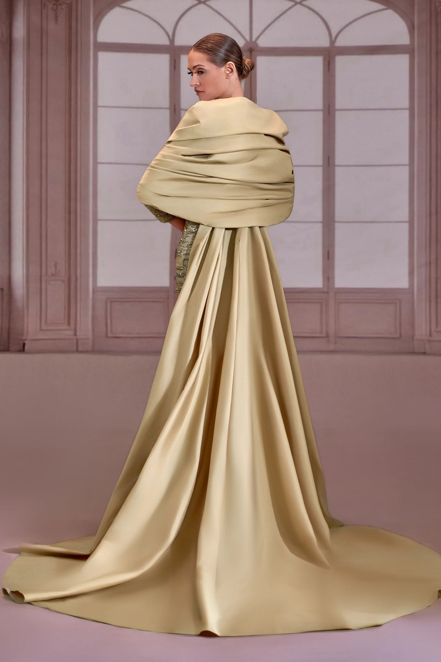 Golden Strapless Beaded Dress