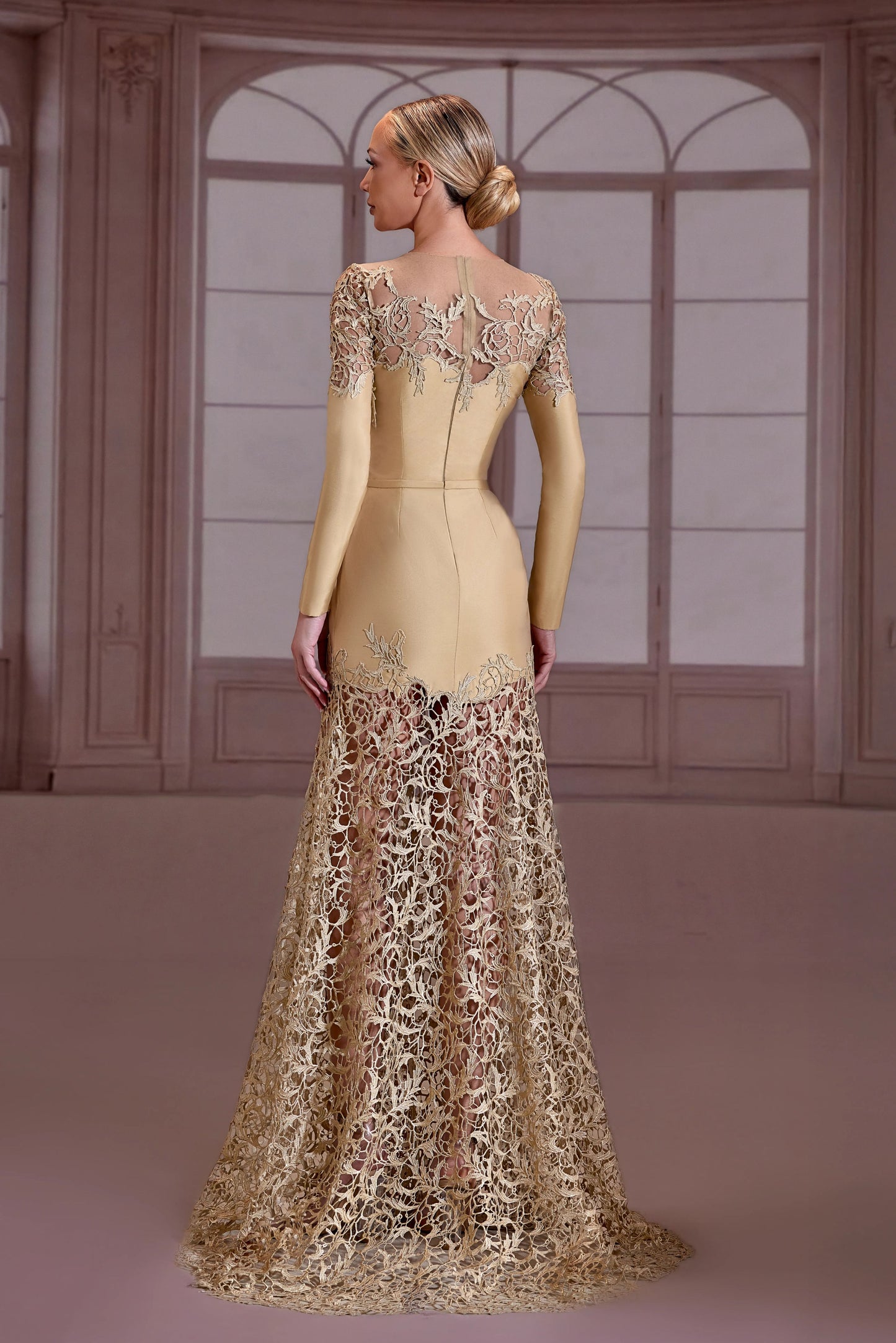Golden Beehive Lace Dress