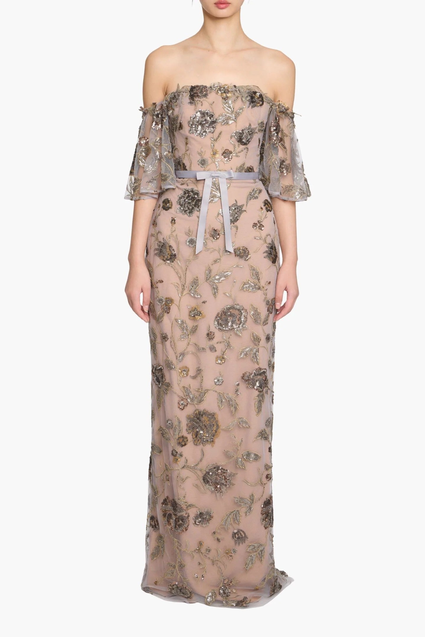 Off The Shoulder Illusion Gown