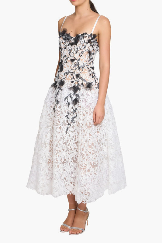 Lace Guipure A-line Midi Dress