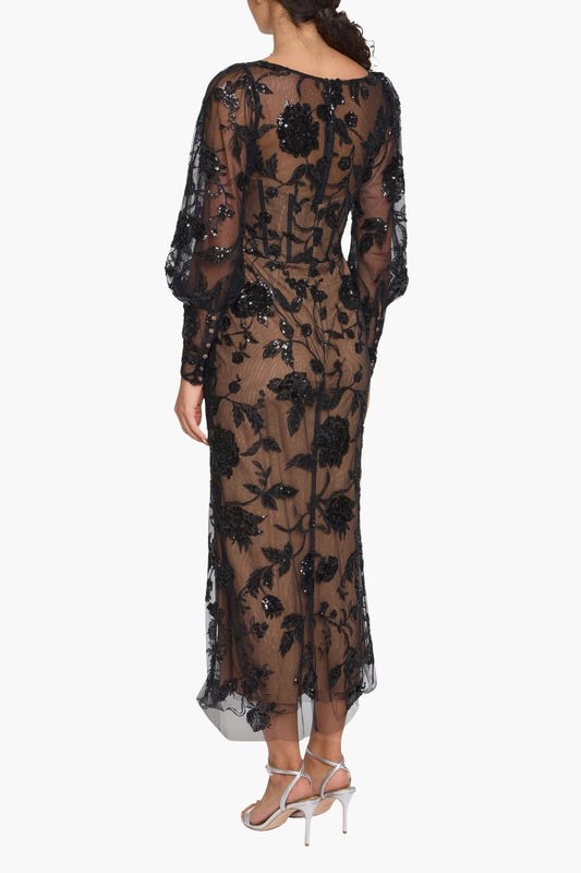 Long Sleeve Corset Embellished Dress