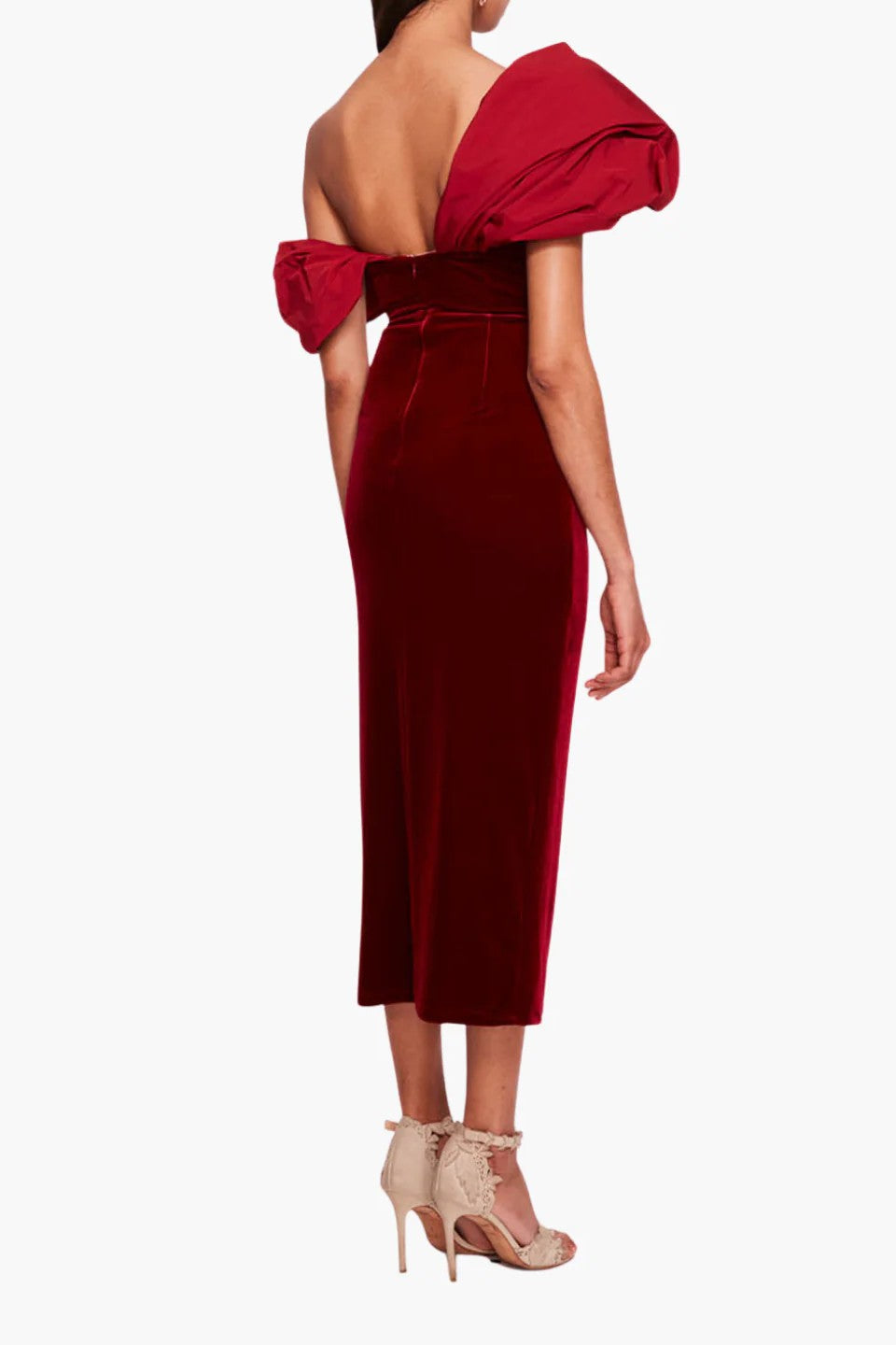 Asymmetrical Velvet Midi Dress