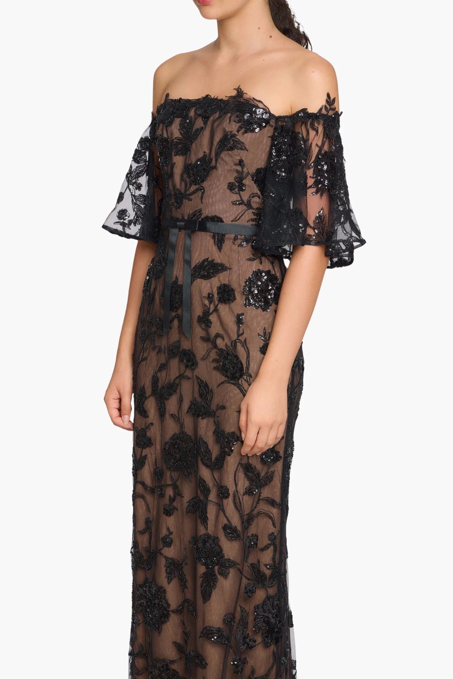 Off The Shoulder Illusion Gown