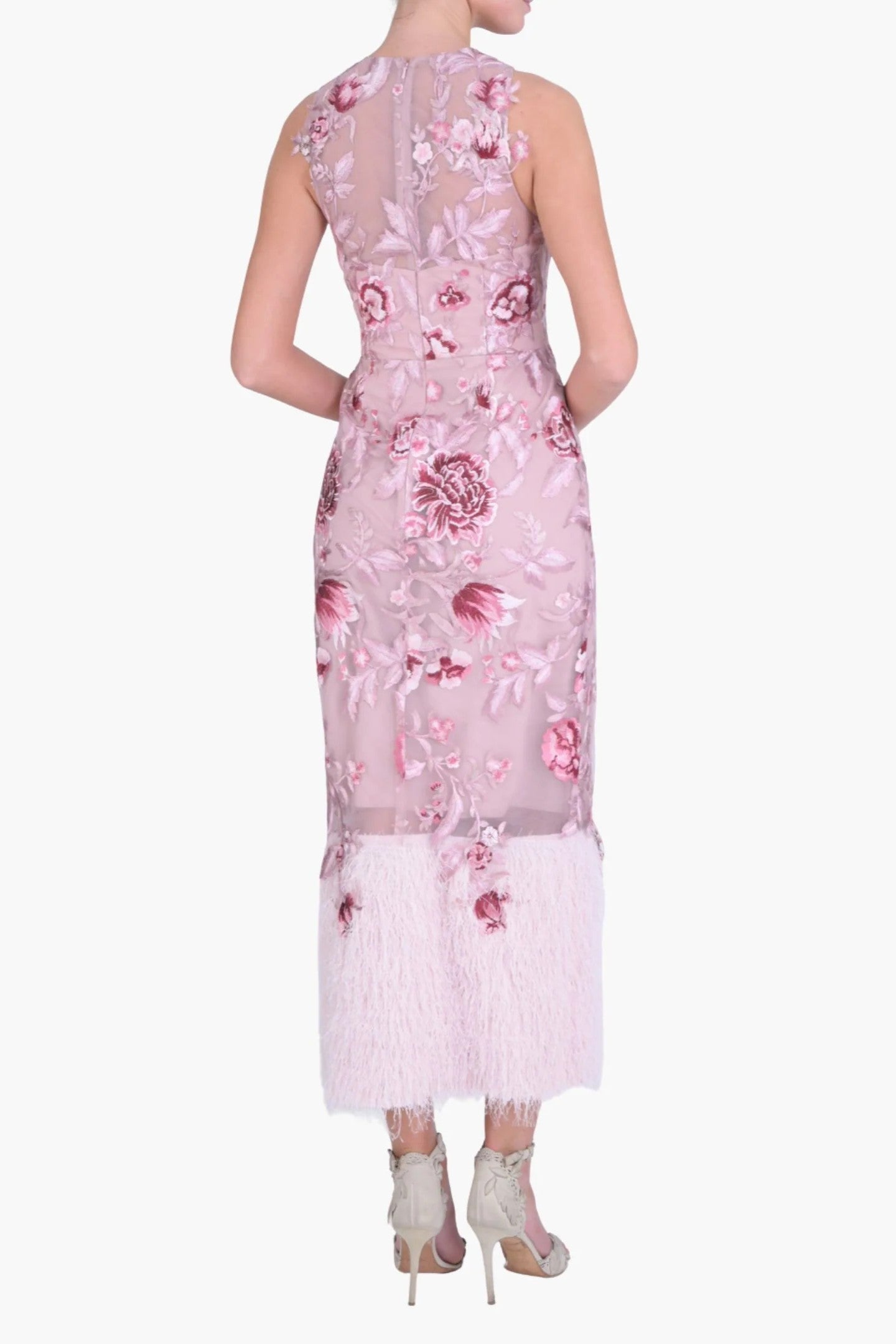 Embroidered Fringe Midi Dress