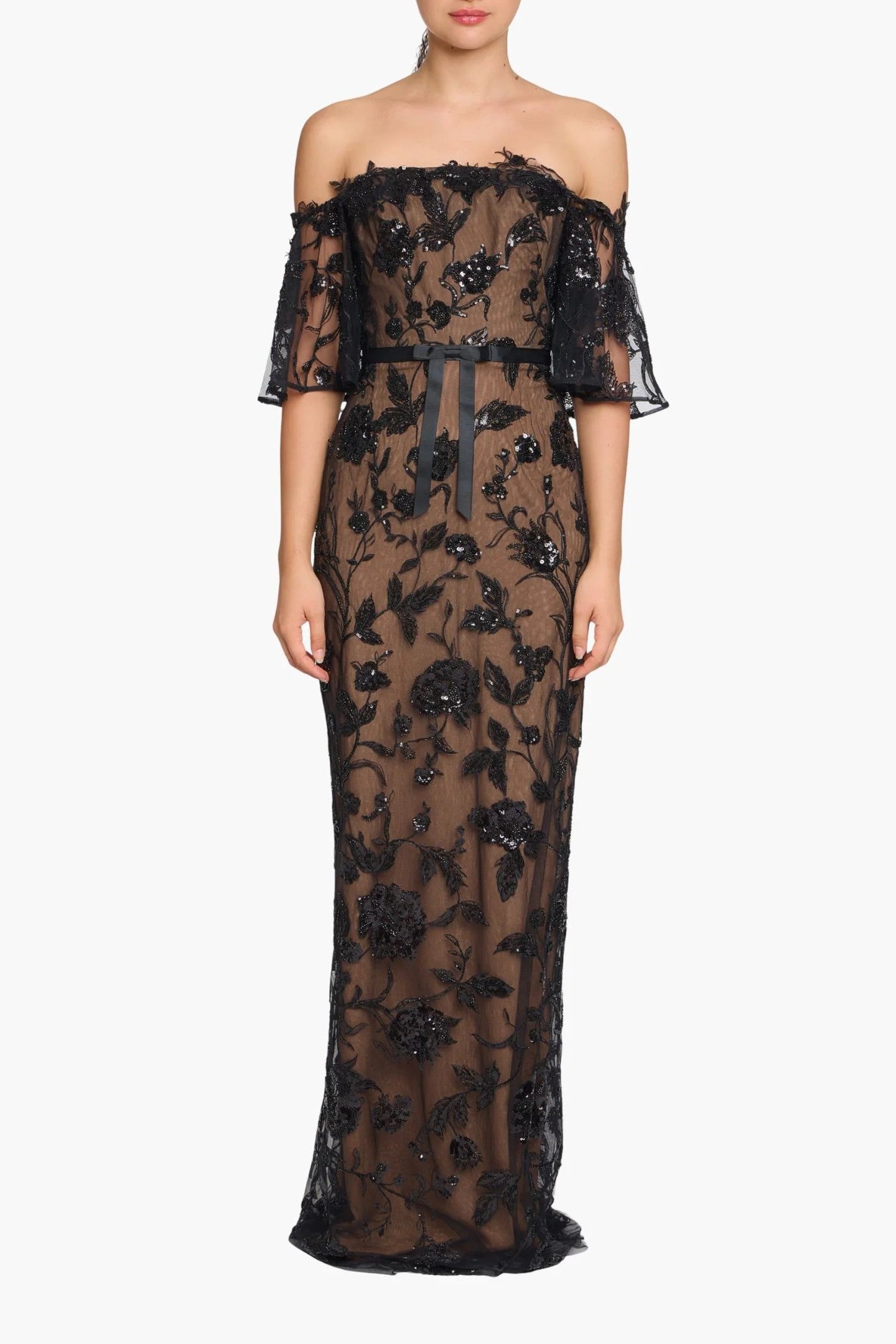 Off The Shoulder Illusion Gown