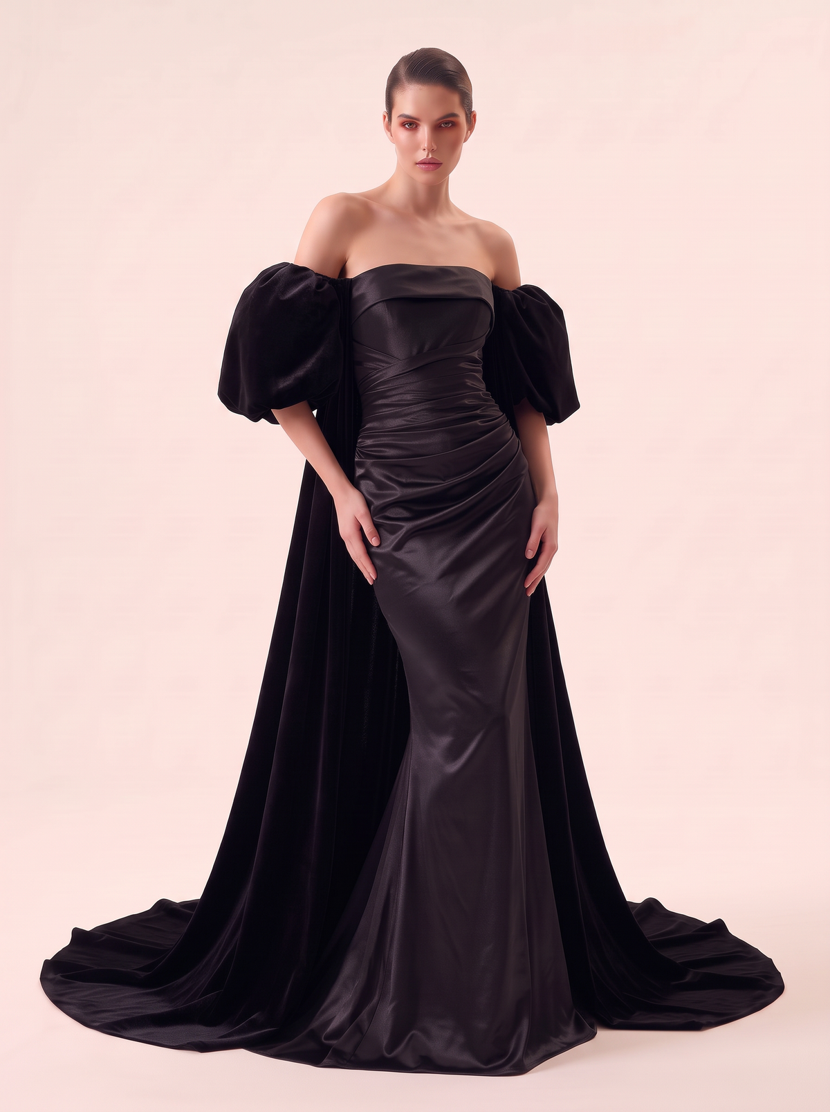 Strapless Gown and Cape