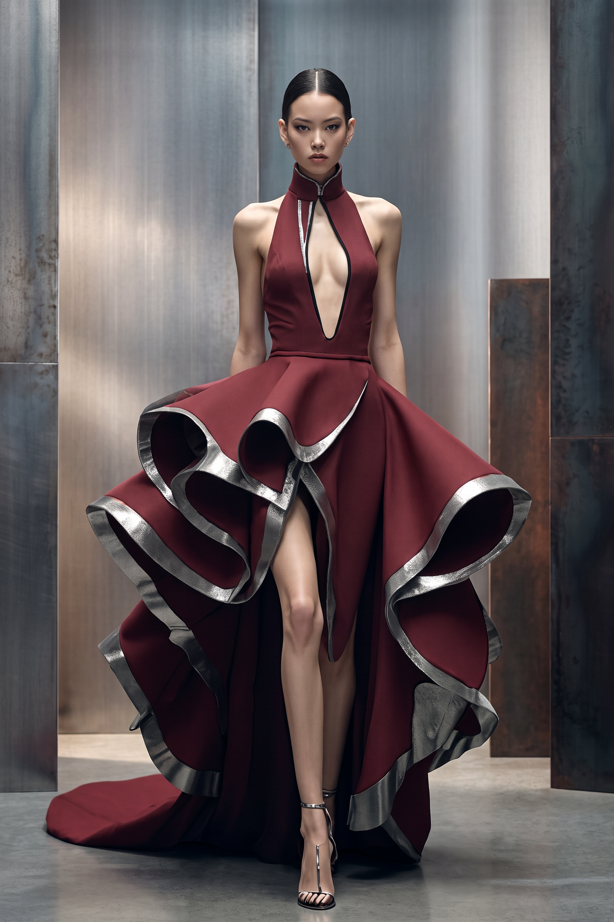 High-Low Halter Neck Gown