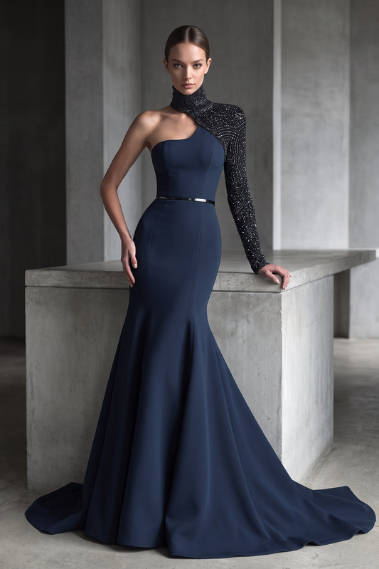 Turtleneck Single Sleeve Gown