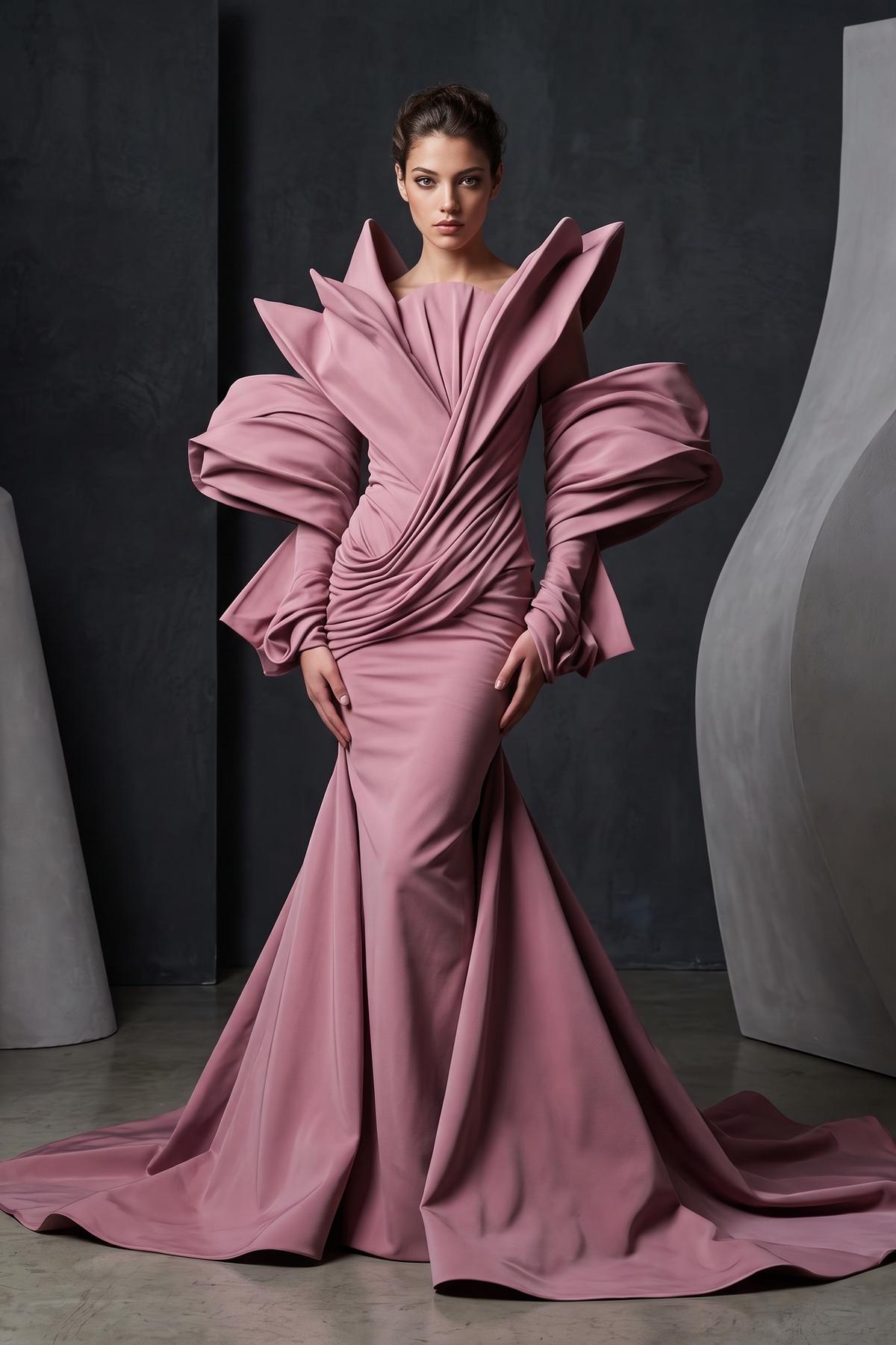 Structured Long-Sleeved Gown