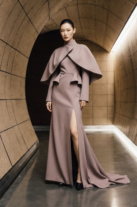 High-Neck Long Sleeve Gown