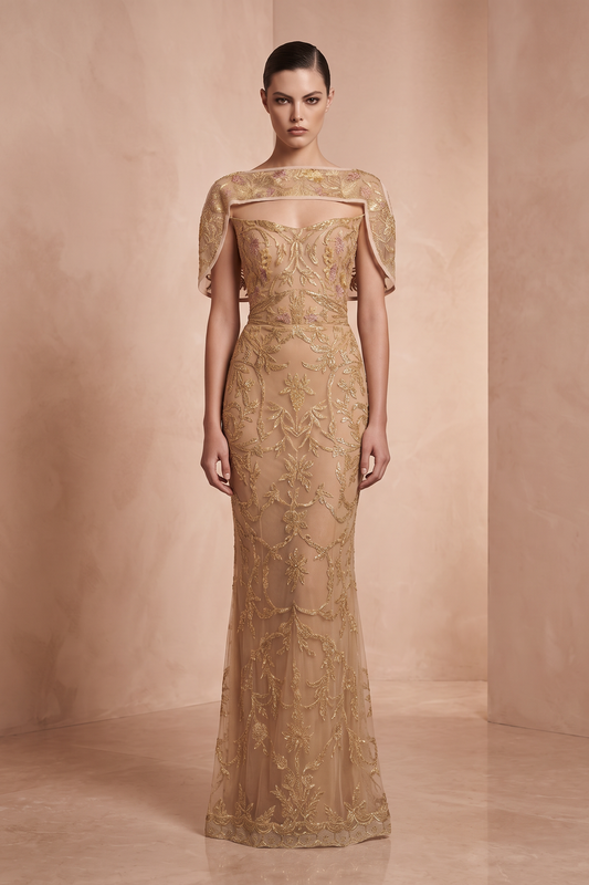 Strapless Column Gown