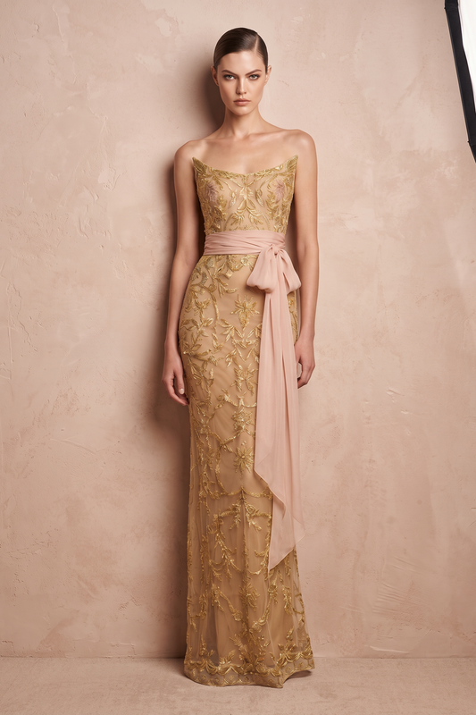 Strapless Column Gown