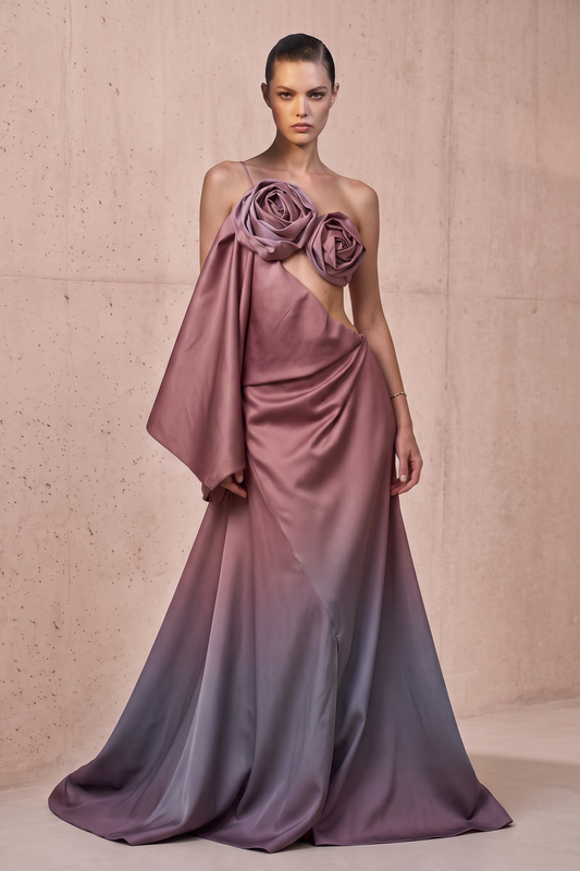 One-Shoulder Fluid Draped Gown