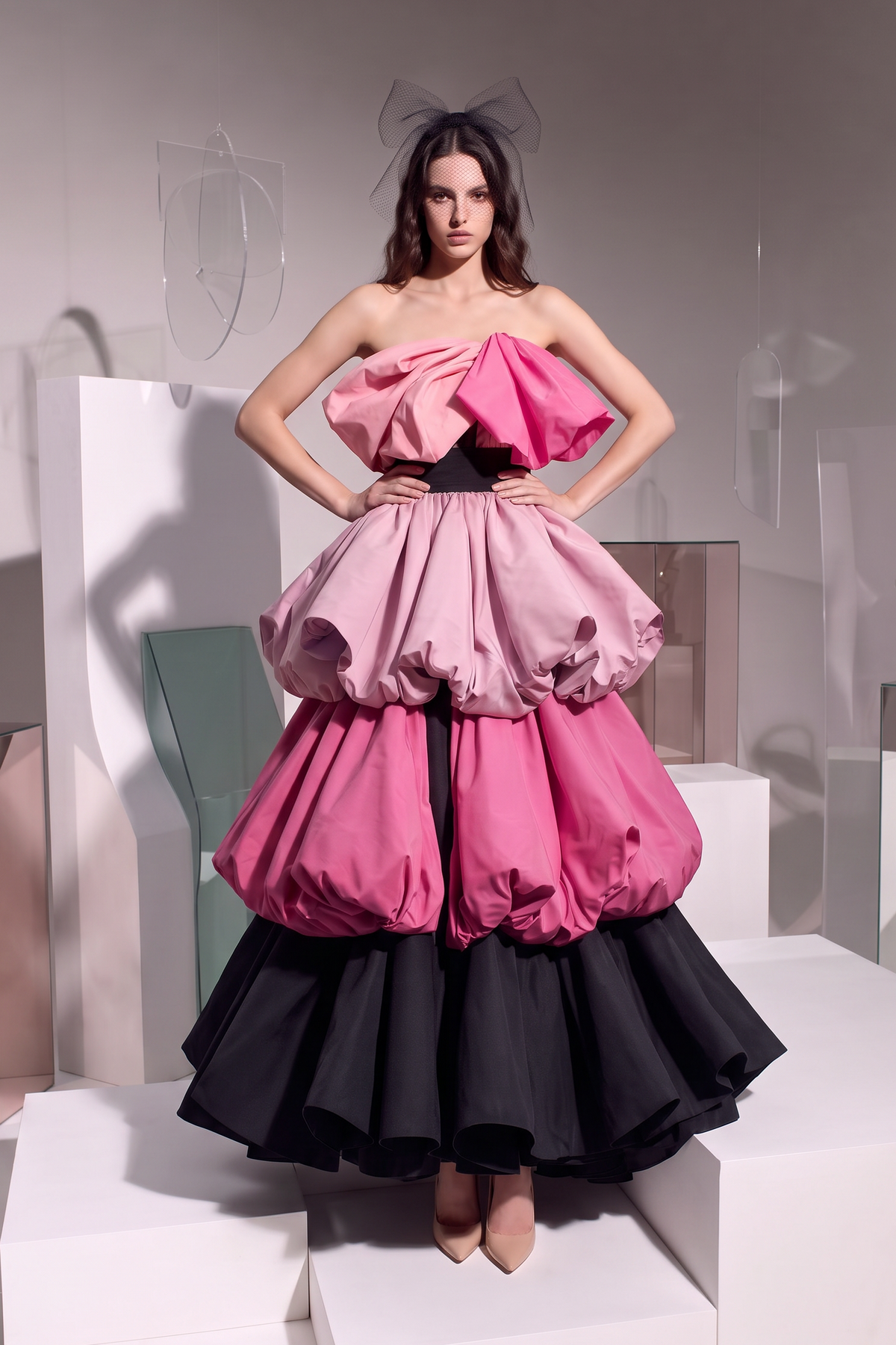 Strapless Tiered Bubble Gown