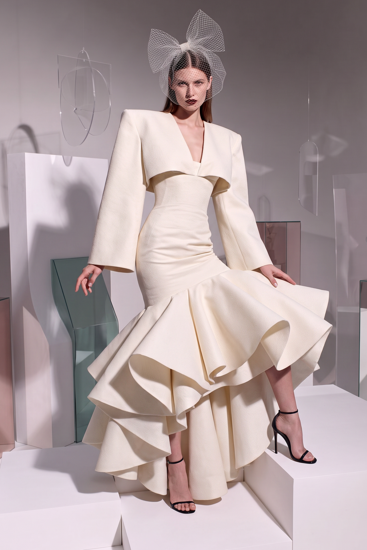 Long-Sleeve Ruffle Flounce Dress