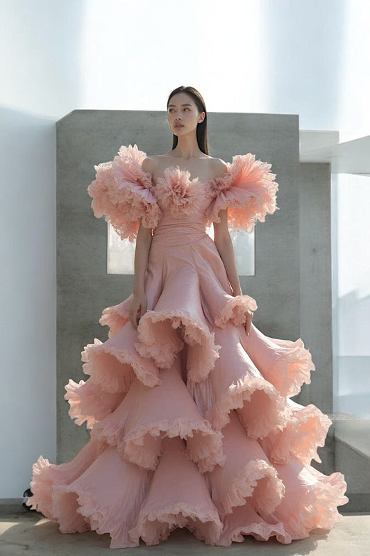 Tiered Off the Shoulder Gown