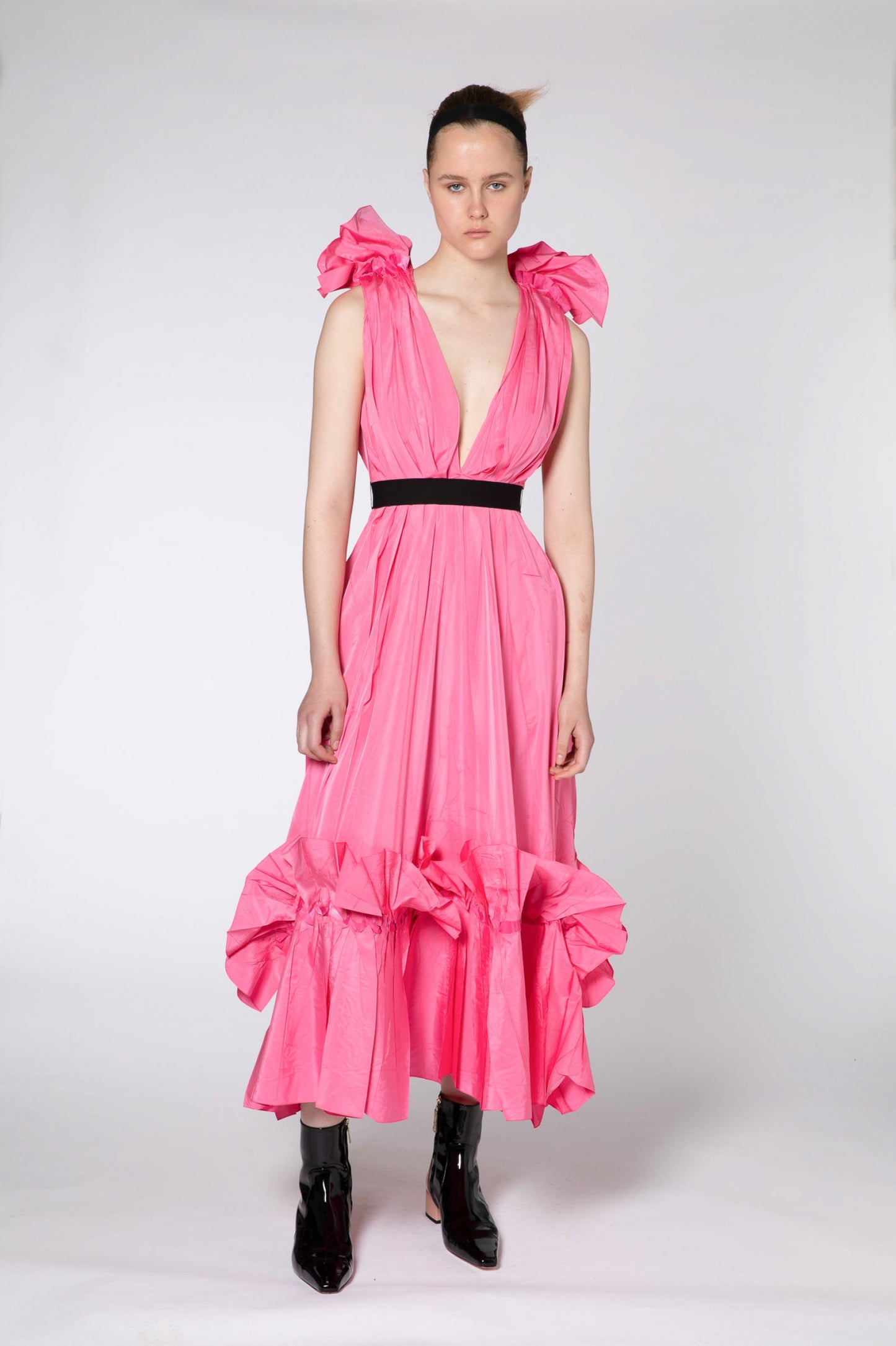 Plunging Neckline Midi Dress