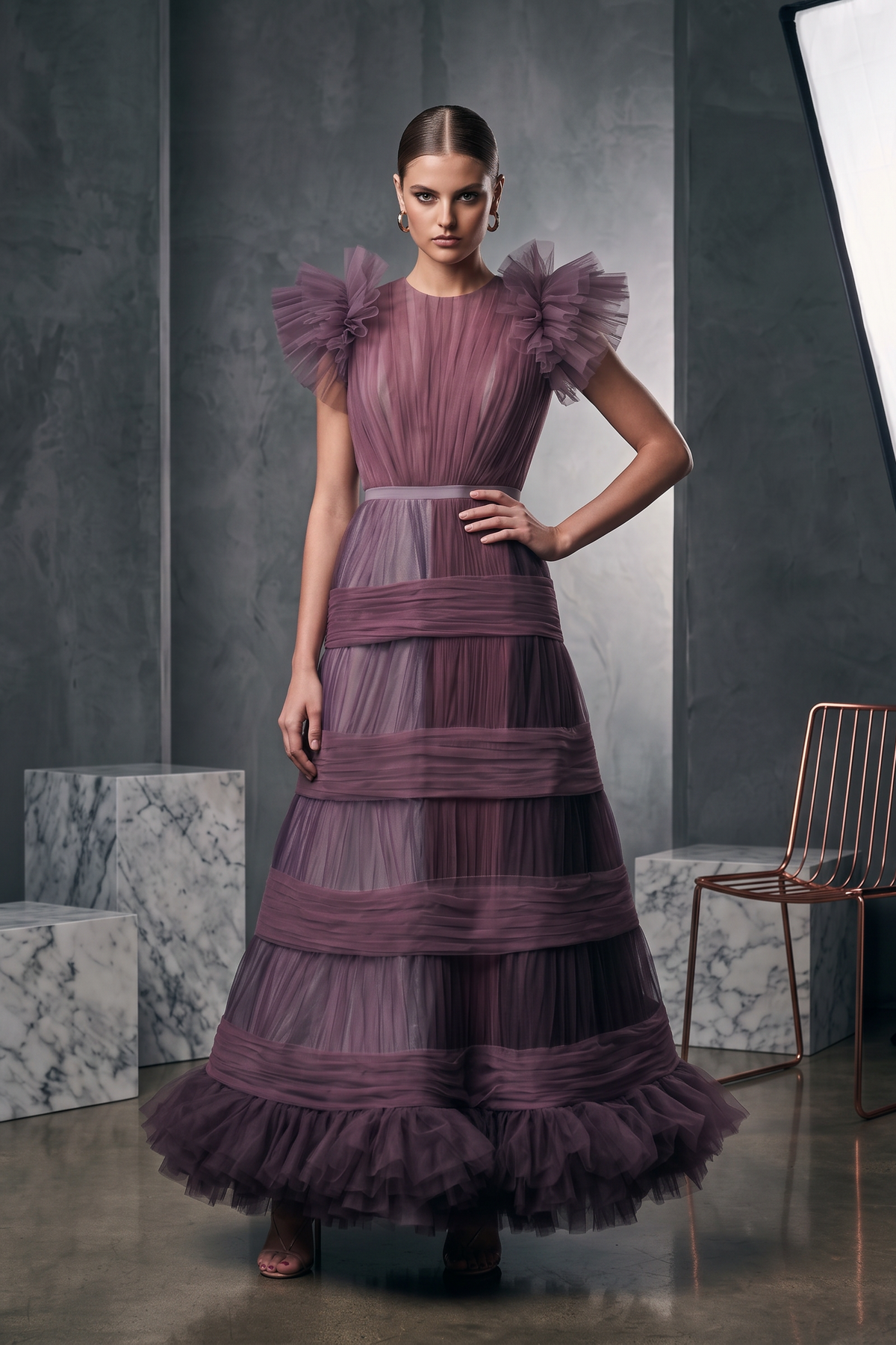 Vestido de noche de manga larga