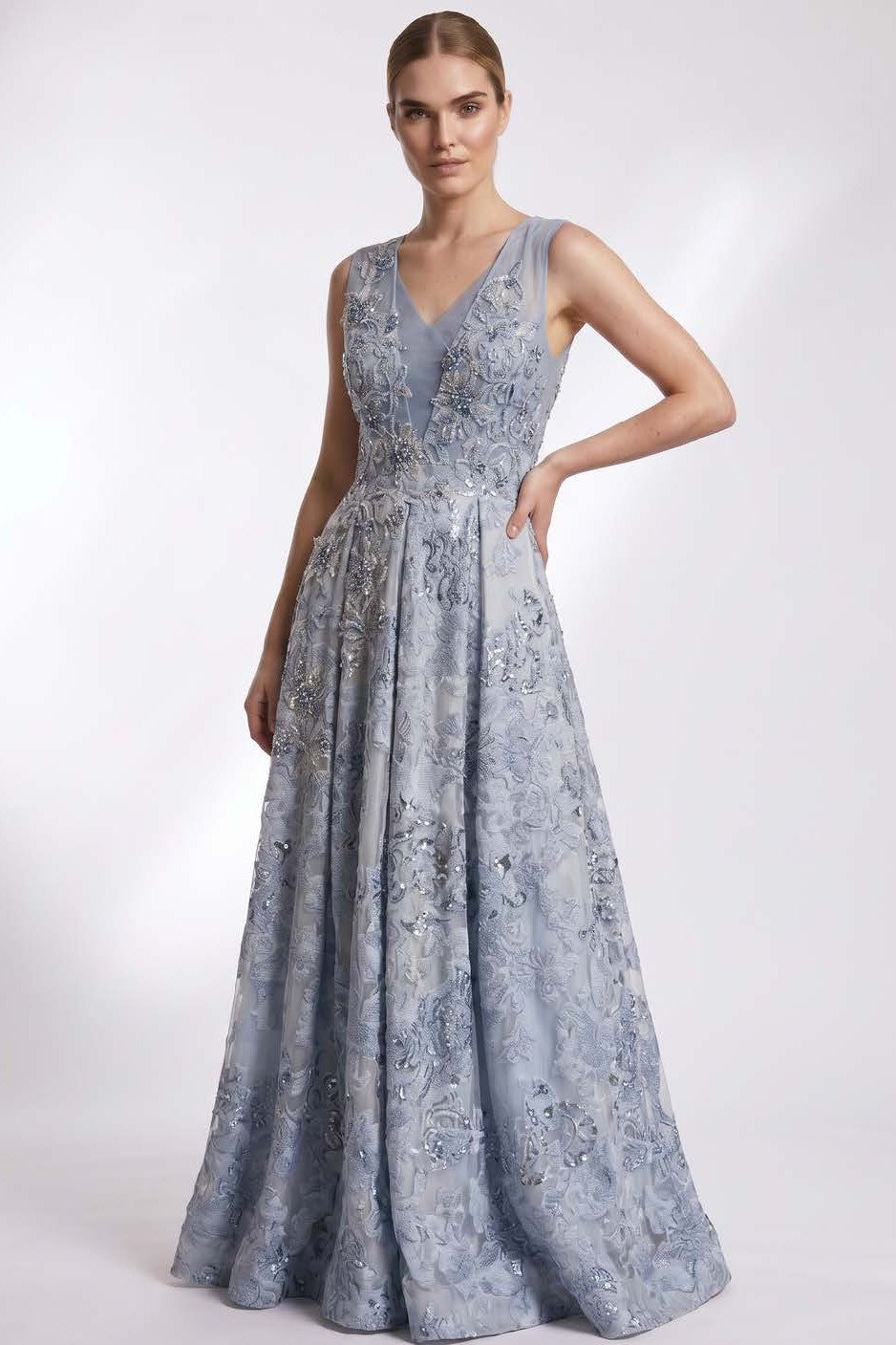 Jacquard Sleeveless Ball Gown