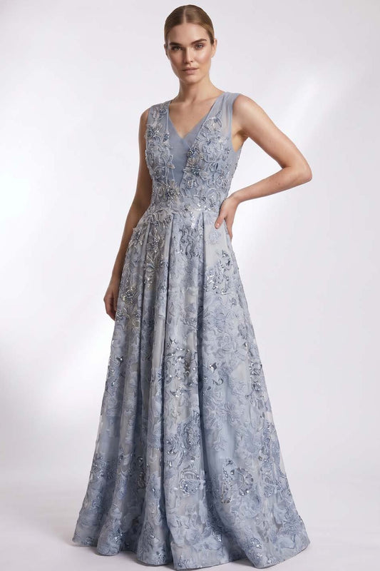 Jacquard Sleeveless Ball Gown