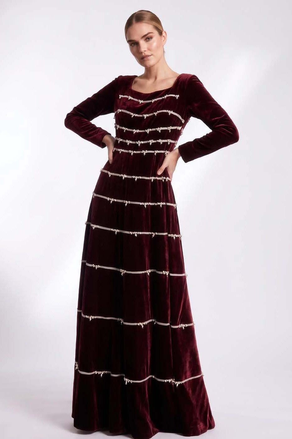 Velvet Long Sleeve Gown