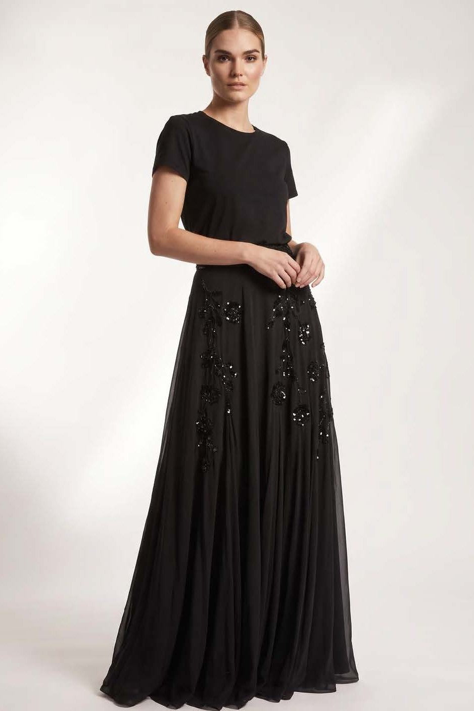 Embroidered A-Line Skirt