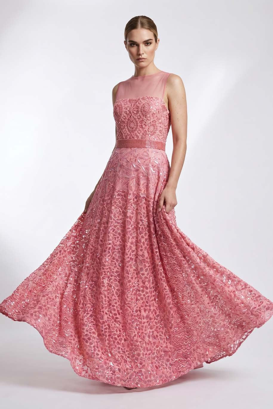 Illusion Neck Embellished Gown