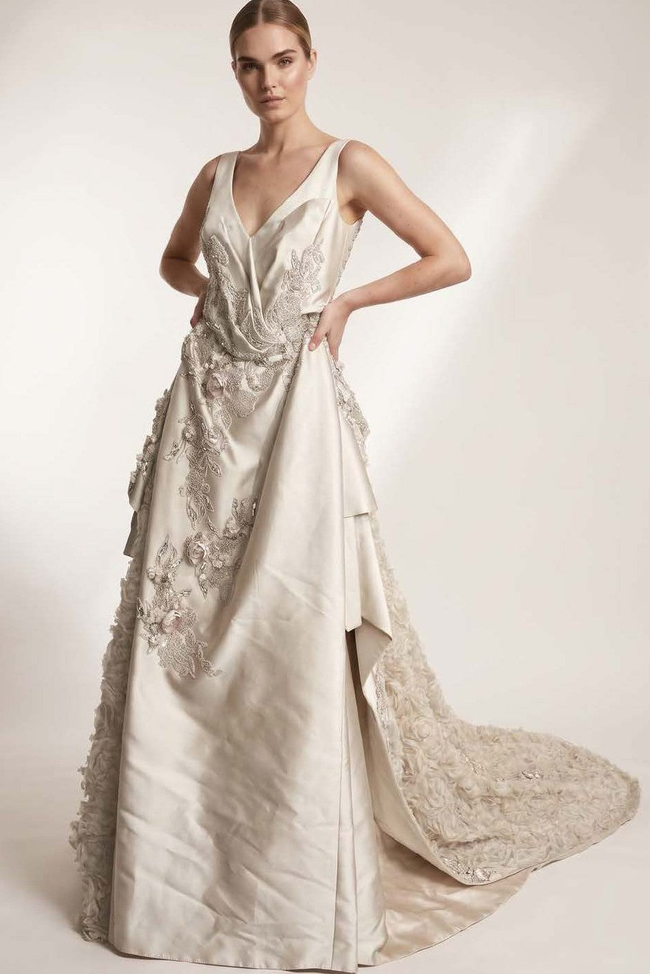 V-Neck Silk Gown