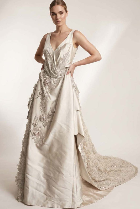 V-Neck Silk Gown