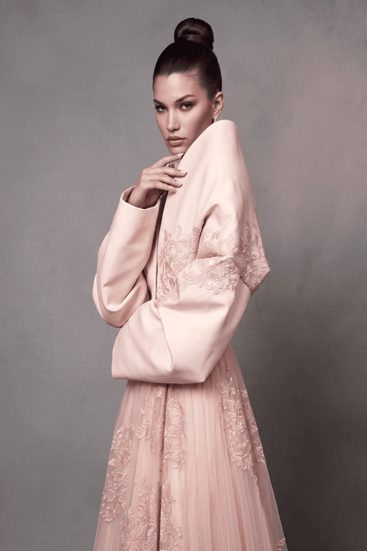 Tonal Floral Embroidery Gown