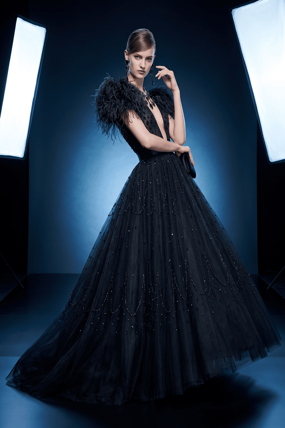 Vestido de noche de manga corta