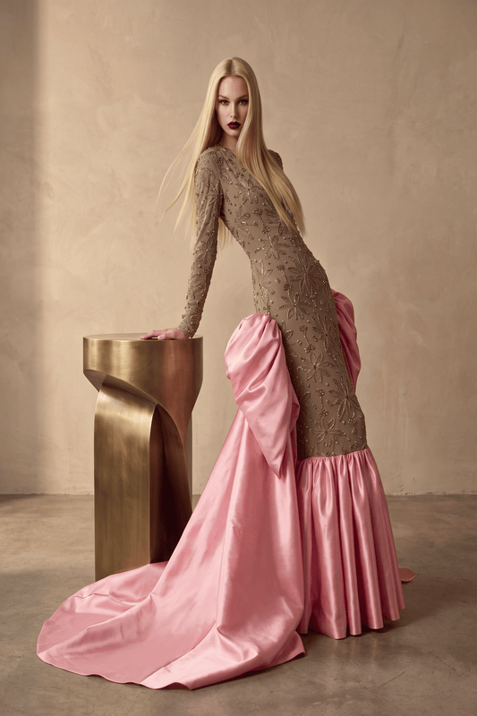Long Sleeve V-Neck Gown